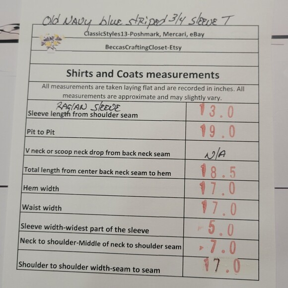 Old Navy blue gray striped 3/4 raglan sleeve t shirt XS - Picture 6 of 6